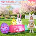 5.6FT Easter Inflatables Outdoor Decorations Bunny Blow Up Color Eggs and Chick, Built-in LED Lights Happy Easter Decor for Home Outside Yard Lawn Garden Holiday Party