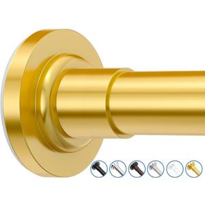 Shower Curtain Rod Adjustable 32-75 Inch, Spring Tension Shower Curtain Rods Stainless Steel Telescoping Curtain Rod for Bathroom or Windows, No Drilling, No Slip, No Rust, Gold