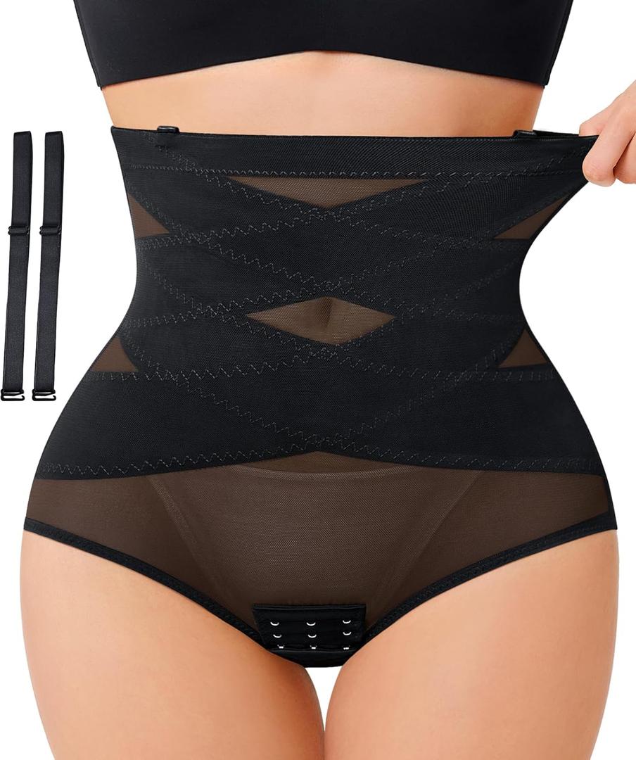 REYEOGO Tummy Control Shapewear for Women - Faja Body Shaper High Waist Butt Lifting Shapewear Panties (Medium, Black)