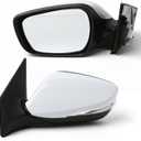 Driver Side Mirror (Left/LH) Compatible with Hyundai Elantra 2011-2013, Power, Heated, Manual-Folding, w/Turn Signal, 6-Pin Connector, White Housing, Replaces 87610-3Y000, HY1320178