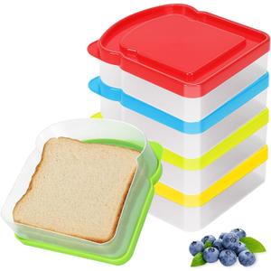 TKOnline 5 PCS Small Size Sandwich Containers Toast Shape Lunch Box with Lids Toast Fresh-keeping Container Bread Toast Storage Containers Sandwich Keeper Bakery Boxes Sandwich Holder