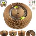 Upgraded-Magnetic Magic Organ Cardboard Cat Scratcher Toy with 2 Balls for Mental Physical Exercise, Multi-Shape Interactive Cardboard Cat Toy for Indoor Cats Flip with Fun, Brown/Gray,M, 1PCS
