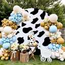 Gallety 7.2 FT Cow Print Round Backdrop Cover for 5 to 7.2FT Circle Backdrop Stand - Adjustable Arch Background Cover for Birthday Wedding Farmhouse Theme Party Cowboy Baby Shower Decorations