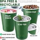 Zopeal 200 Pcs Plastic Cup Bulk 18 oz Disposable Tumblers Wedding Hard Plastic Party Wine Cups Fancy Beverage Drinking Soda Cocktail Glasses for Wedding Birthday Christmas(Green)