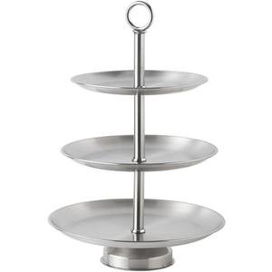 Metal 3 Tier Round Serving Tray, Cupcake Dessert Appetizer Stand, Stainless Steel Cake Cupcake Tower Stand Holder for Home Garden Display Wedding Bridal Shower Birthday Party Supplies (Silver)