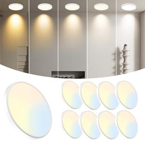 WKONCLDY 8-Pack 7.5Inch LED Ceiling Lights, 5 Colors Selectable Flush Mount Ceiling Lights, Ultra Thin LED Ceiling Lights Fixtures 0.87Inch for Dinning Room