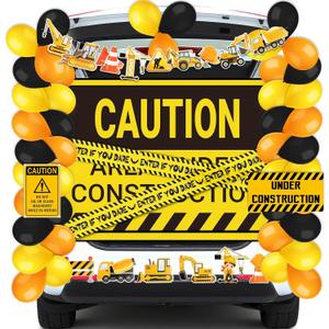 Halloween Trunk or Treat Car Decorations Kit Construction Caution Trunk or Treat Car Banner for Halloween Car Trunk Decoration Party Supplies