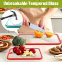 Glass Cutting Board,2Pcs Durable Clear Non Toxic Tempered Glass Cutting Board for Kitchen,Chopping Board Set with Non-Slip Silicone Edge & Hanging Hole,BPA-Free,Dishwasher Safe,Heat Proof