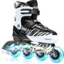 Adjustable Inline Skates Boys and Girls Ages 5-8 8-12 with Light up WheelsRoller Skates for Kids Ages 4-12, Teen Skates for Beginner Outdoor and Indoor (Medium-Big Kids13j-3 US, White)