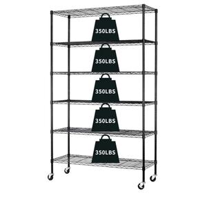 6-Tier Storage Shelf Heavy Duty Shelving Unit NSF Height Adjustable Metal Rack with Wheels for Laundry Bathroom Kitchen Garage Pantry Organization 2100 LBS Capacity-82*48*18 inch, (Black)