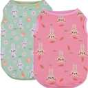 2-Pack Easter Dog Shirt Puppy Shirts with Bunny Egg Carrot Patterns Dog Rabbit Clothes Outfit Cotume Easter Pet Sleeveless T-Shirt Tank Tops Vest for Small Medium Large Dogs 3XL