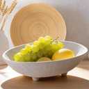 Ceramic Fruit Bowl - 10 inch Candy Decorative Bowl for Large Fruit Bowl for Kitchen Counter Fruteros Para Cocina Elegante Moderno Key Holder Box Oval Shape White