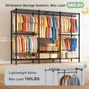 SEMHOR K01C Heavy Duty Clothes Rack with Cover, Freestanding Portable Closet System with Shelves, Adjustable Carbon Steel Garment Rack, Black Clothing Racks for Hanging Clothes, 860LBS Max Load