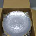 Rubtlamp 100 Pcs Gold Thanksgiving Plastic Plates - 10 inch Clear Gold Dinner Plates - Hammer Pattern Design - Fancy Disposable Plate - Heavy Duty Party Friendsgiving Plate Ideal for Thanksgiving