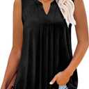 KISSMODA Tank Tops for Women Summer Sleeveless V Neck T Shirts Business Casual Outfits Flowy Tunic Oversized Clothes (Black, XXL)