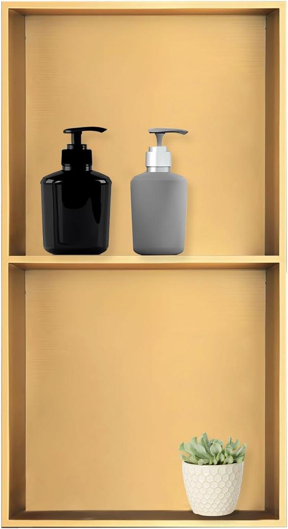 Shower Niche,12 * 24 Stainless Steel Elegant Bathroom Niche, No Tile Needed Recessed Shower Shelf Organizer for Storage,Gold