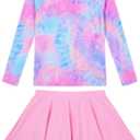 Snowheart Girls Rash Guard Swimsuit Set Long Sleeve Bathing Suit Two Piece 3-12 Years (Pink, S)