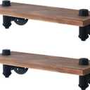 HouseAid Industrial Pipe Floating Shelves, Rustic Farmhouse Pipe Shelf for Living Room, Bedroom, Bathroom and Kitchen, Wall Mounted, Matte Black (Pack of 2)