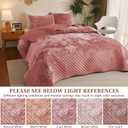 Luxury Soft Velvet Quilt Set King Size - Lightweight Velvet Bedding Set for All Season, Oversized Bedspread Coverlet Comforter Set with 2 Pillow Shams, Pink, Diamond (King/Cal.King (106" x 96"))