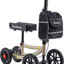 Knee Scooter, 350lbs Capacity, 13" Big PU Seat, Disc Brake Knee Walker, All Terrain Foldable Knee Scooter Walker with Bag for Foot Injuries Compact Crutches Alternative (Champagne)