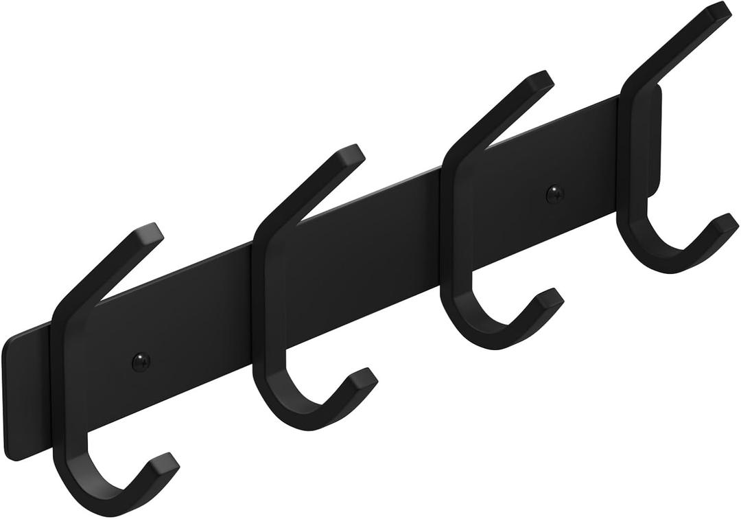 VAEHOLD Wall Hooks, Heavy Duty Aluminum Towel Hooks for Hanging Coat, Hat, Key, Clothes, Closet Hook Wall Mount for Kitchen, Bathroom, Office (C Shape Coat 4 Hooks 1 Pack)