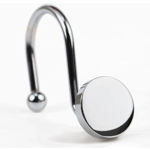 Chrome Shower Curtain Hooks Rings: Silver Round Button Design Heavy Metal Shower Curtain Rings for Bathroom - Modern Simple Decorative Shower Curtain Hangers for Shower Rod - Set of 12 (Sliver)