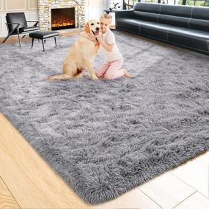 Noahas Large Fluffy Grey 8x10 Area Rugs for Living Room Bedroom,Thick Shag Throw Rug,Big Soft Shaggy Bedside Non-Slip Plush Dorm Nursery Kids Carpet (8' x 10' (Rectangular))