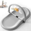 Wipe-Clean Baby Changing Pad, Waterproof Durable PU Pad, Soft & Non-Slip Safety Belt & Hanging Toys, Easy to Adjust & Removable Bar, Gray