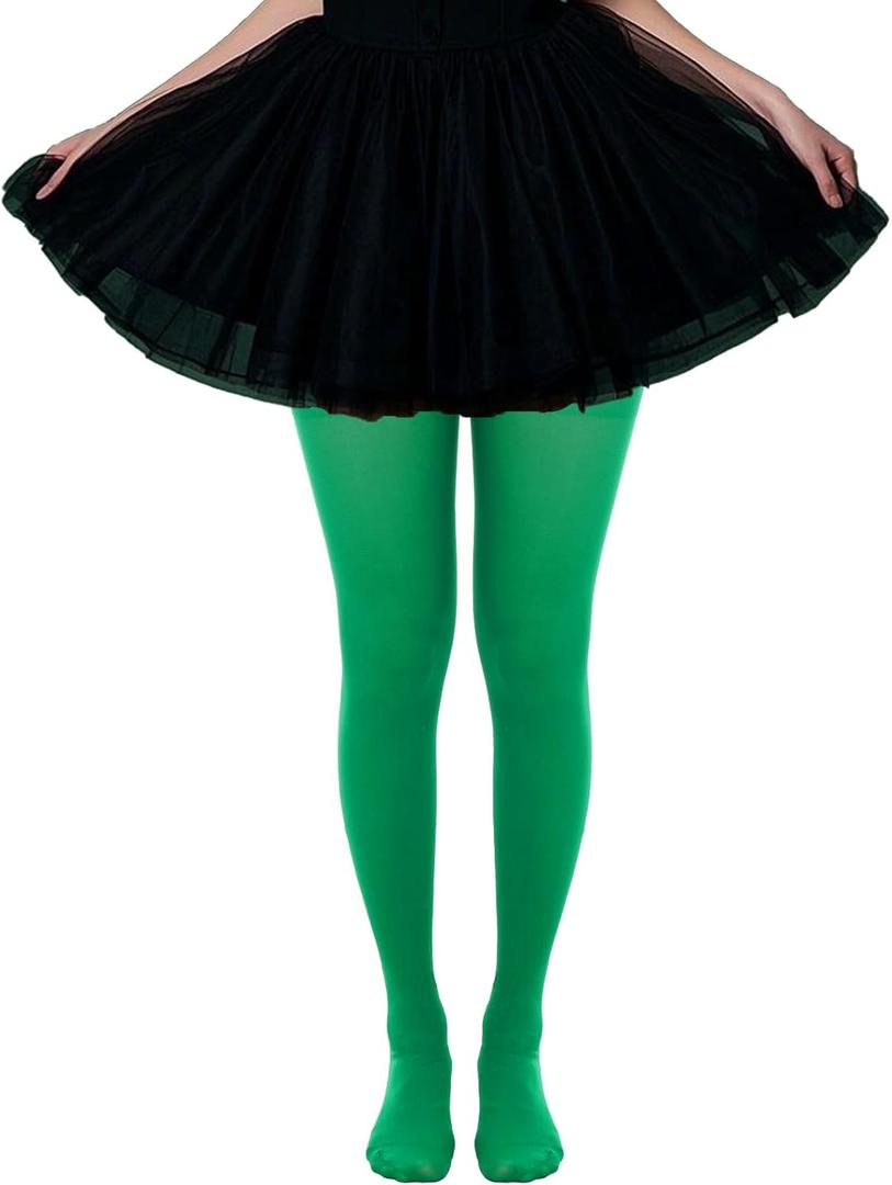 baotongle 2 Pairs Women's Nylon Solid Tights Tights for Women Women's Stocking Hosiery St. Patrick's Day Knee High Socks Long Green (Green)