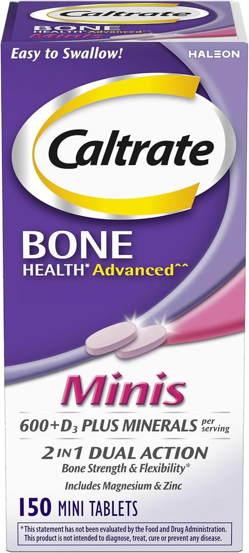Caltrate Minis 600 Plus D3 Vitamin D and Calcium Supplement Tablets, 150 Ct (EXP 04/01/28)