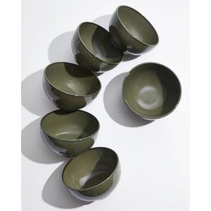 5.3" Cereal Bowls & Dessert Bowls Set of 6-20 Oz Small Bowls for Kitchen-Ceramic Bowl for Cereal, Soup, Oatmeal, Salad, Ramen, Noodle, Rice, Yogurt-Dishwasher & Microwave Safe, Blackish Green