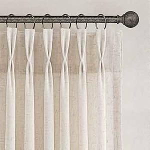 Joywell Pinch Pleated Linen Curtains 80 inches Long 2 Panels Set Back Tab Semi Sheer Light Filtering Elegant Linen Pinch Pleat Drapes with Hooks for Bedroom Living Room Decor 50x80 Cream Beige