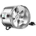 VIVOSUN 8" Metal Inline Fan 420 CFM, Exhaust Fan for Home Ventilation | Low Noise HVAC Fan for Basements, Bathrooms, Kitchens and Attics, Non-variable speed