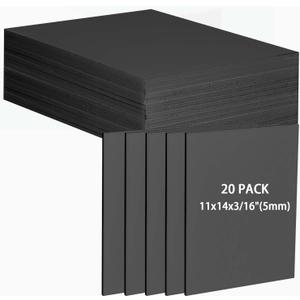20 Pcs Black Foam Board 14 x 11 inch Foam Core Board Black Poster Board 3/16" Thick Foam Backing Boards for Crafts Poster Making Art Presentations