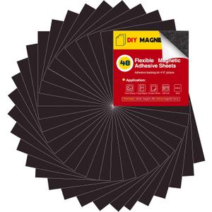 4X4 Magnetic Sheets with Adhesive Backing for Square Pictures(Pack of 48), Adhesive Photos Magnets for Home/ Classroom/ Office
