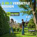 40V 2-in-1 Cordless Pole Saw & Hedge Trimmer, 8" Cutting Bar & 16" Blade Attachment 2 * 2.0Ah Battery and Charger Included