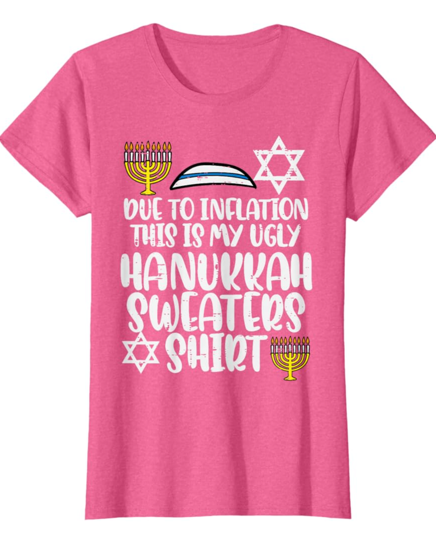Inflatiion Ugly Hanukkah Sweater Shirt Funny Chanukkah Jew T-Shirt, Women, 3X