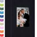 Photo Album 4x6 with 300 Pockets,Slip-in Picture Albums,Linen Cover Memory Book with Front Window,White Page Vertical Photo Book for Wedding,Family,Anniversare,Baby,Vacation (Black)