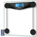 Etekcity Digital Body Weight Bathroom Scale, Large Blue LCD Backlight Display, High Precision Measurements, 6mm Tempered Glass, 400 Pounds, Black (11.9 x 11.9 x 0.95 inches)