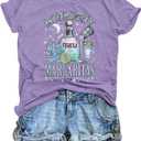 Midnight Margaritas Shirt Women Practical Magic Shirt Witches Short Sleeve Shirt Novelty Graphic Witchy Party Tees, Small 