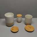 vancasso Sabine Ceramic Canister Set with Airtight Wood Lids - 3-Piece Kitchen Storage for Flour, Sugar, Coffee, Tea & Spices - Modern Countertop Decor