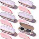 6 PCS Pink Glasses Case, Bow Cute Glasses Cases Hard Shell Bulk with Cleaning Cloth PU Leather Coquettish Eyeglass Cases for Studying, Working, Traveling-6.32.4 Inch, 3 Styles