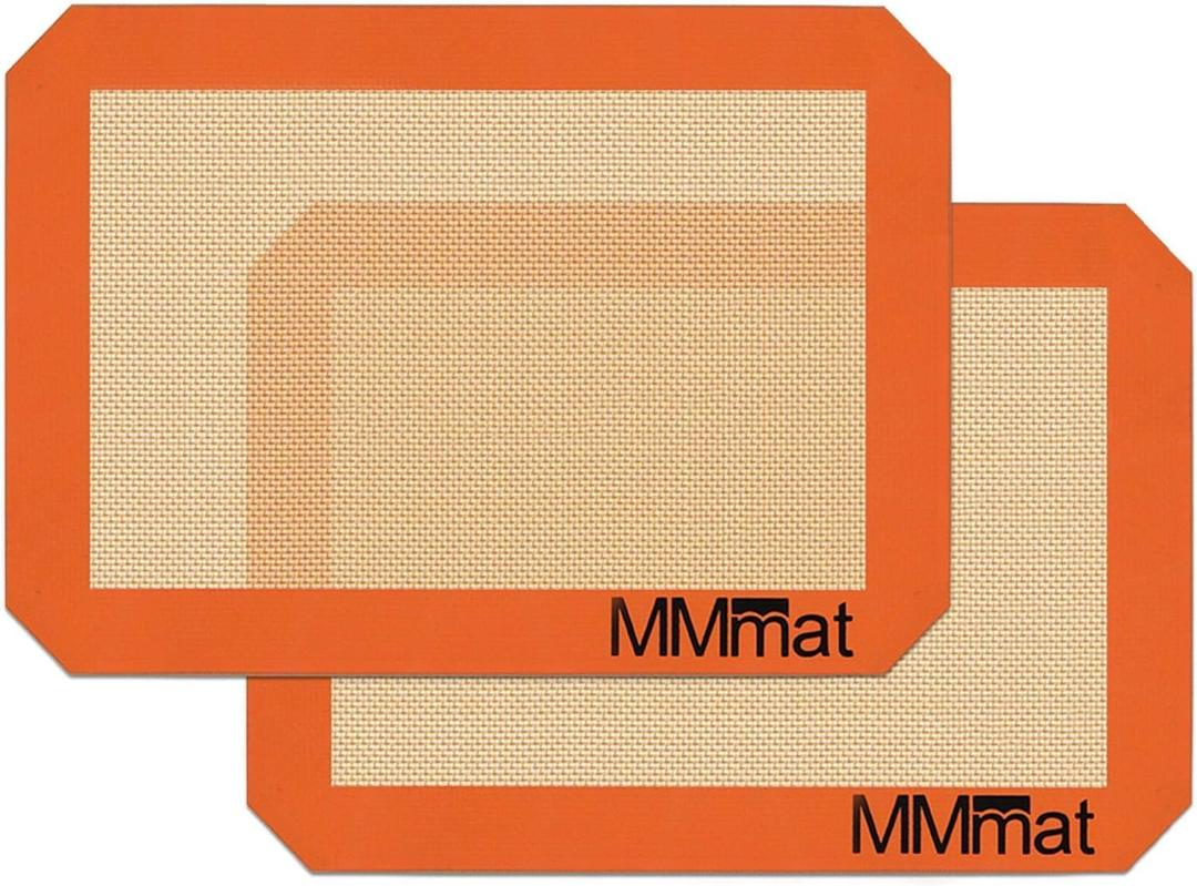 MMmat Silicone Baking Mat - Best German Silicone - Non Slip Silicone Baking Sheet, Non Stick Reusable Silicone Mats for Baking, Oven Liner, Counter Mat - 2 Quarter Sheets Baking Mat