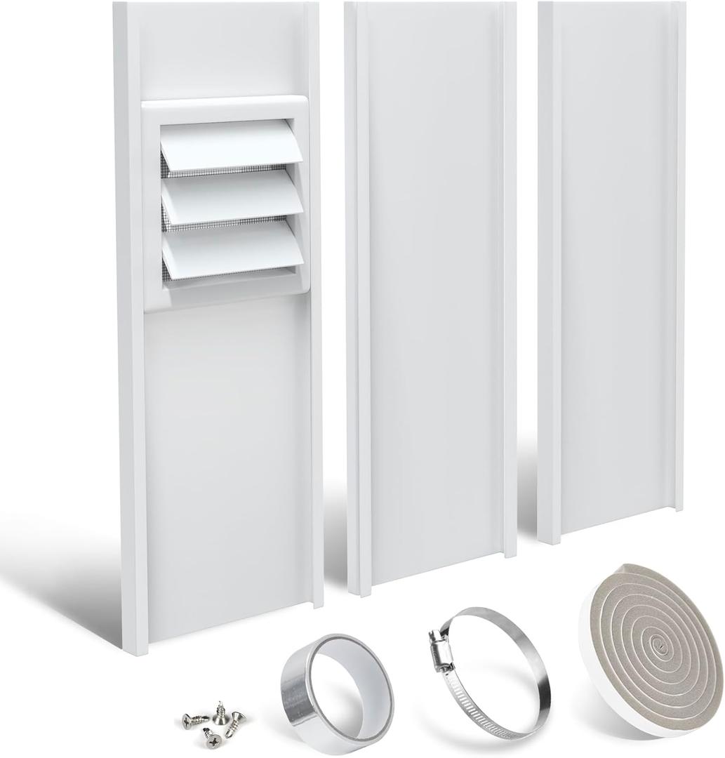 LBG Products Dryer Vent Window Kit with Self-closing Vent Cover with Screen for 4" Diameter Dryer Vent Hose,Adjustable Window Seal Plates Kit for Sliding Windows and Hung Windows,Up to 47 inches LBG Products Dryer Vent Window Kit with Self-closing Vent Cover with Screen for 4" Diameter Dryer Vent Hose,Adjustable Window Seal Plates Kit for Sliding Windows and Hung Windows,Up to 47 inches