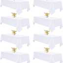 8 Pack White Tablecloth Rectangle 60x126 Inch Polyester Tablecloth for 8 Foot Tables, Wrinkle Resistant Washable Fabric Table Covers for Wedding, Party, Banquet, Buffet