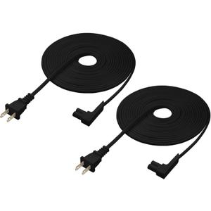 16-Foot 2-Pack Power Cord Compatible with Sonos One, Sonos One SL, Sonos Play-1 Speakers - Power Plug Cable (Extra Long, Black)