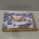 NIKKY HOME Christmas Canvas Wall Art 16" x 12" - Lighted Up Snowy Scene Print LED Xmas Wall Art Prints for Holiday Decor