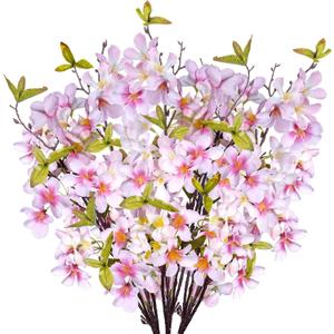 Grand Verde Artificial Apple Blossom Silk Flowers Tree Branches 33 Long Stems Faux Bouquet for Tall Vase Indoor Home Decor DIY Wedding Centerpiece Decoration, Bulk 3pcs (Pink)