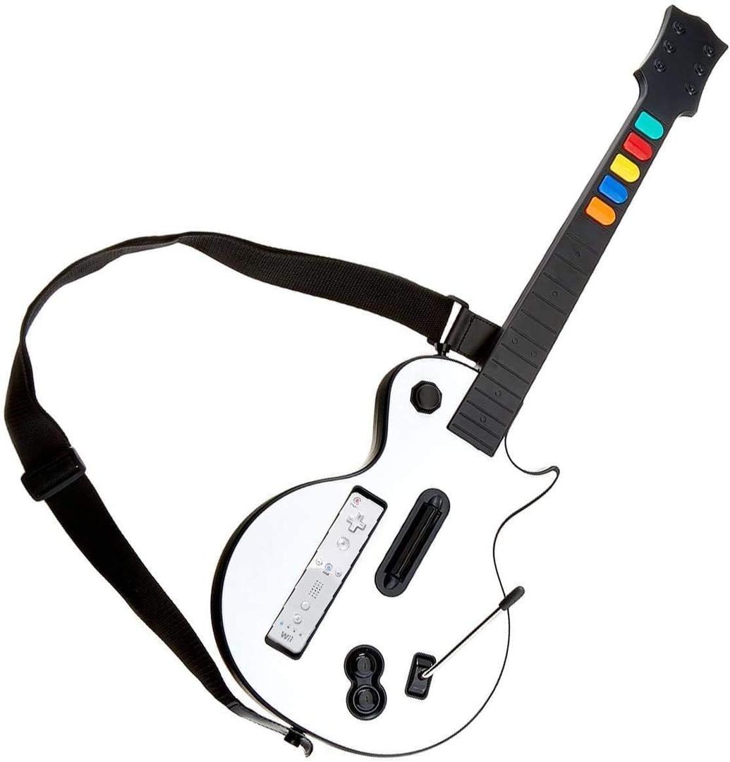DOYO Wireless Wii Guitar Hero Controller Compatible with Guitar Hero and Rock Band 2 & 3 Games with Strap (Excludes Rock Band 1), White
