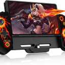 Upgraded Hall Effect Joystick Switch Controller for Nintendo Switch/OLED  No Drift, Wired Pro Controller with LED Lighting, Game Card Storage & Ergonomic Grip (Black-Flame)